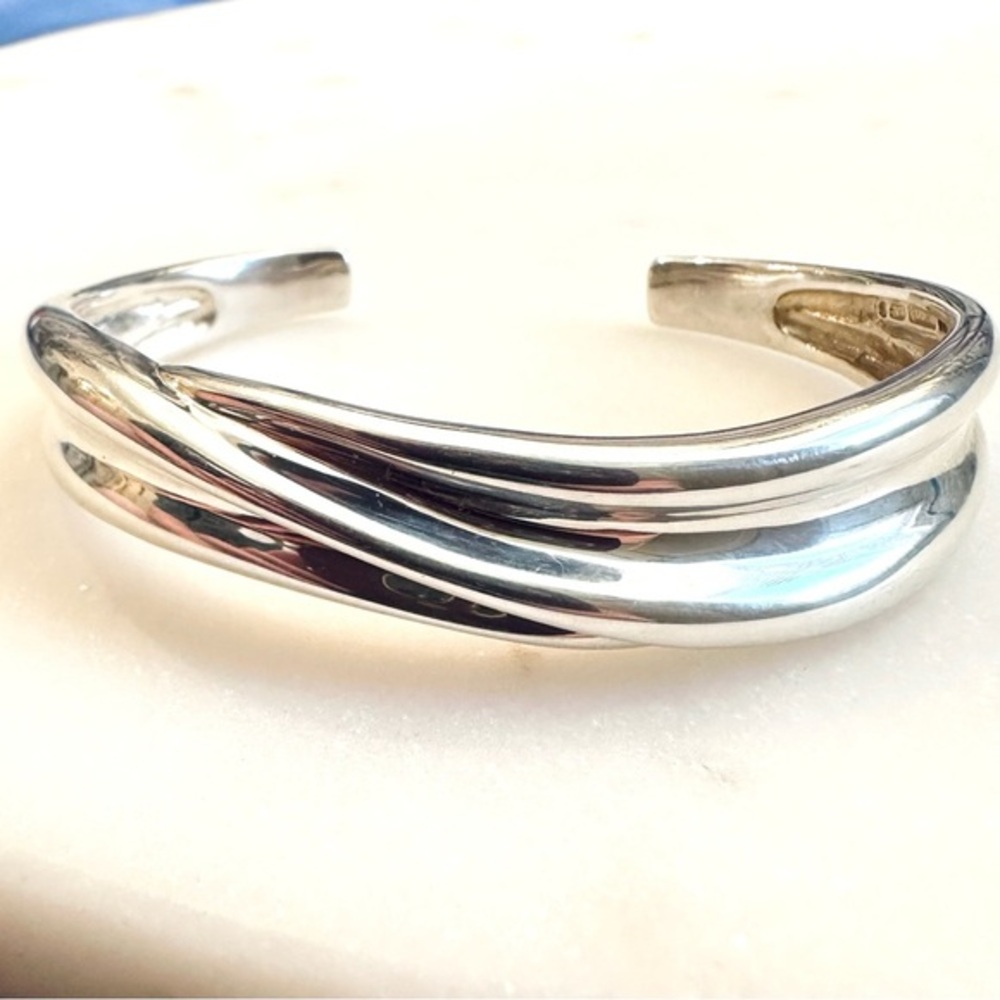 Solid Sterling Silver Abstract Sculptural Fold-Fo… - image 1